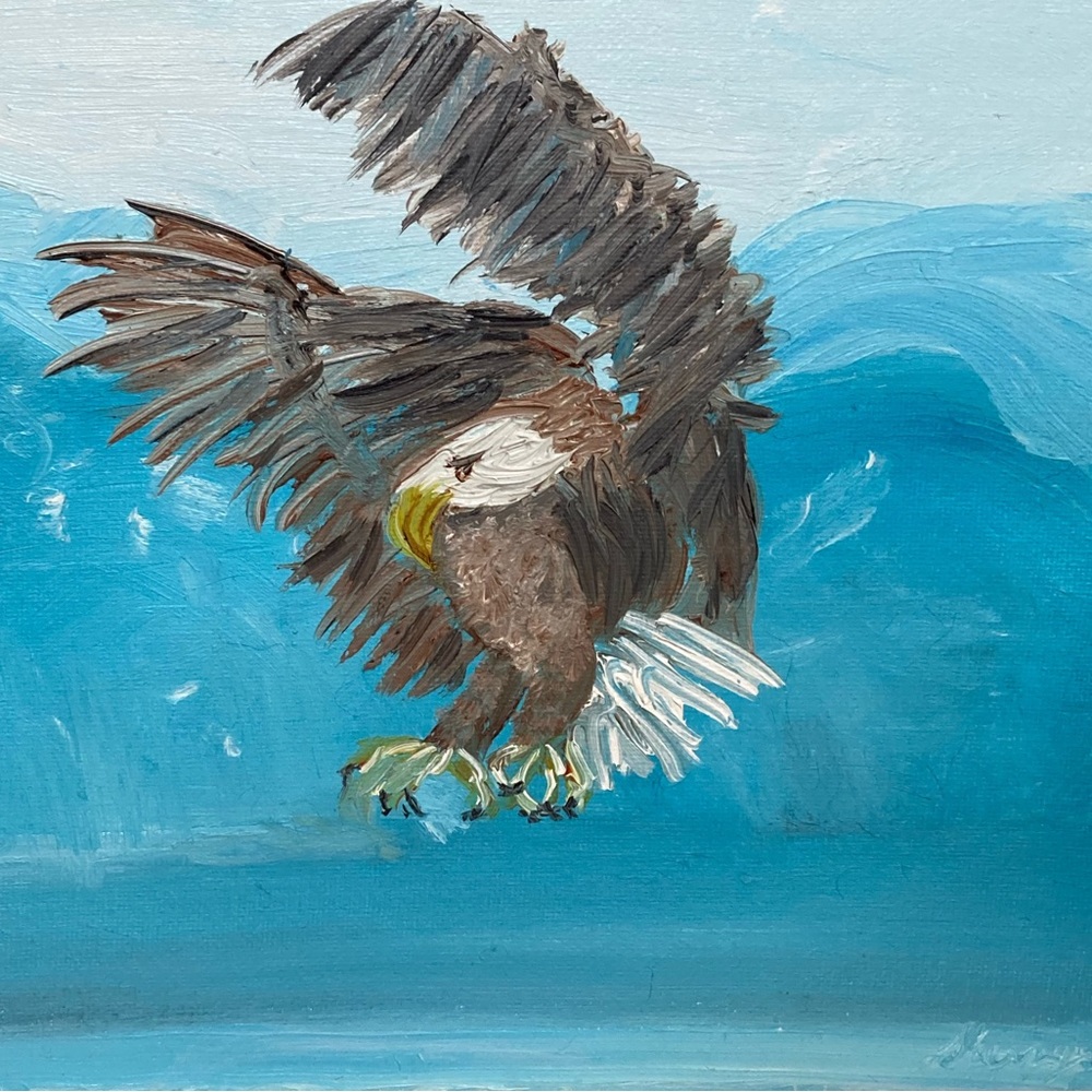 Original oil painting’Eagle in pursuit’